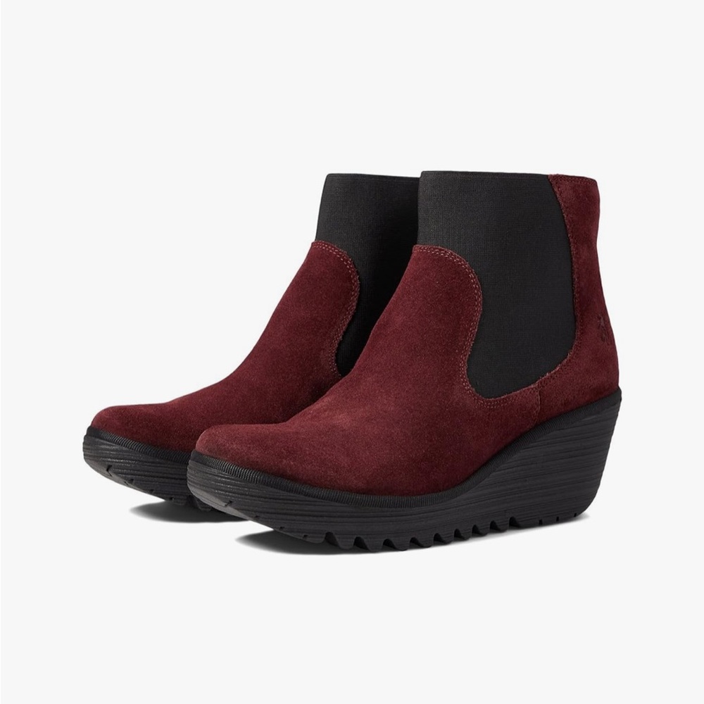NWOB Fly London Women's YADE398FLY Chelsea Boot color wine size 37 US 6.5-7 1971